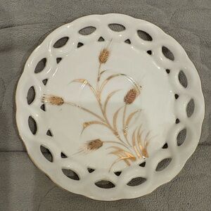 Vintage Lefton Tea Cup and saucer .Gold and White Decorative Plate